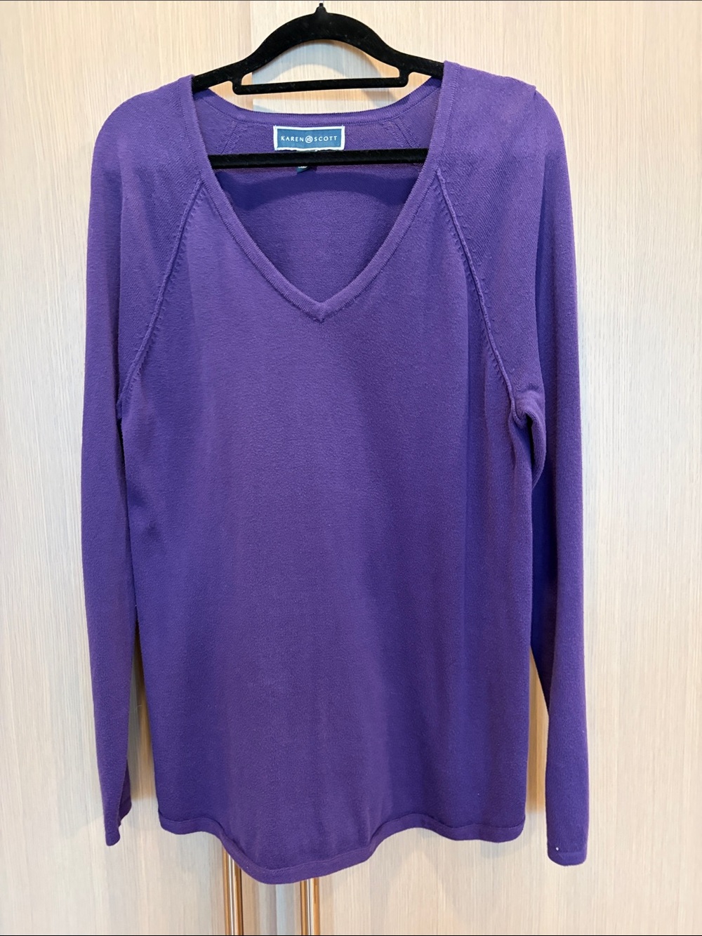 Karen Scott Purple V-Neck Sweater